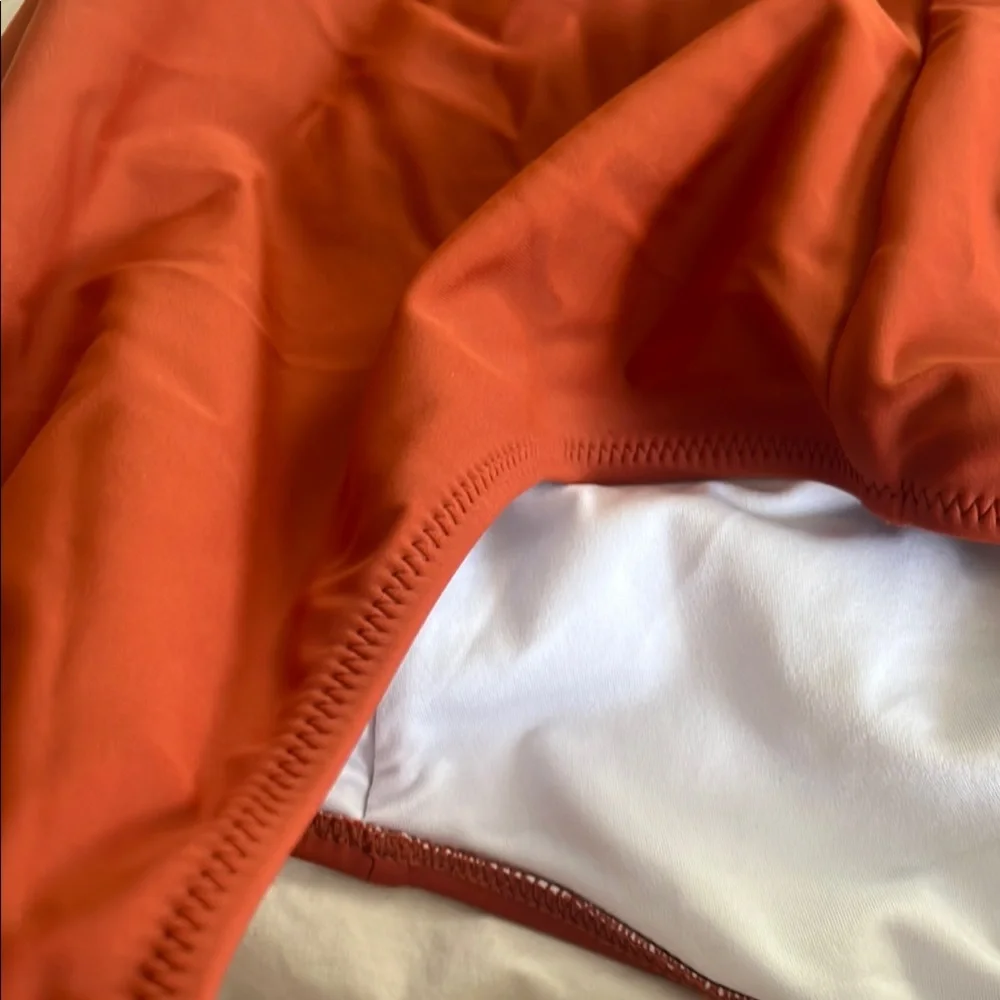Chic Rust Swimsuit with Ruffle Accent - Picture 8 of 8